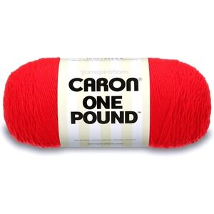 Scarlet Caron One Pound Solids Yarn, 16oz, Gauge 4 Medium, 100% Acrylic